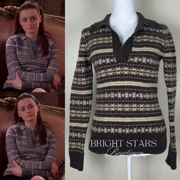 Sweaters - Rare Fair Isle Sweater ALT ASO Rory Gilmore Girls Brown Lambswool Vintage Y2K